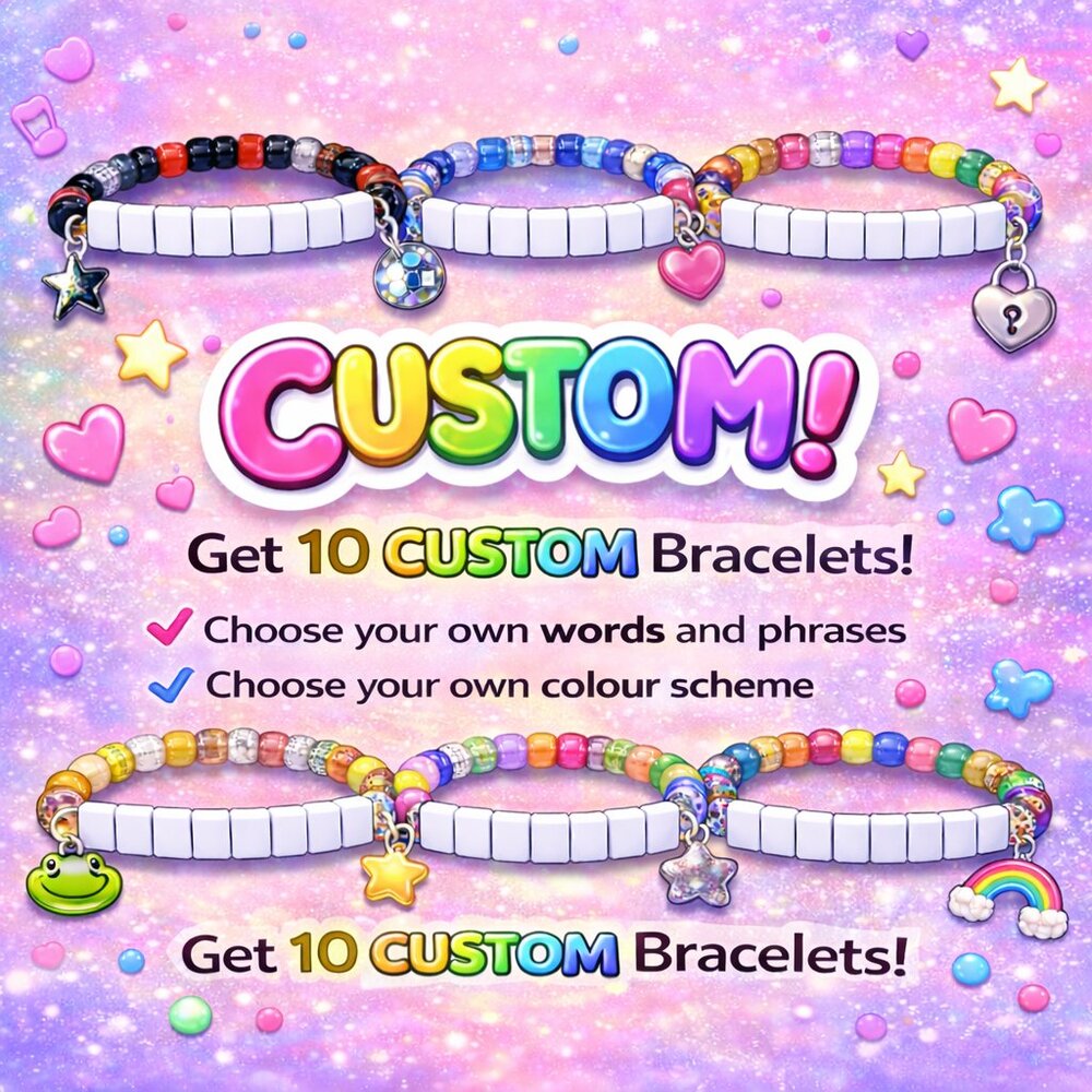 CUSTOM | set of 10 beaded Kandi bracelets for rave or festival